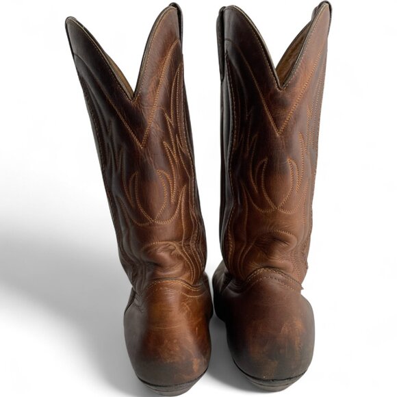 Boulet Brown Leather Western Cowboy Biker Boots Men's 9.5 - Picture 8 of 14